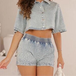 Laya Denim Top and Short Set